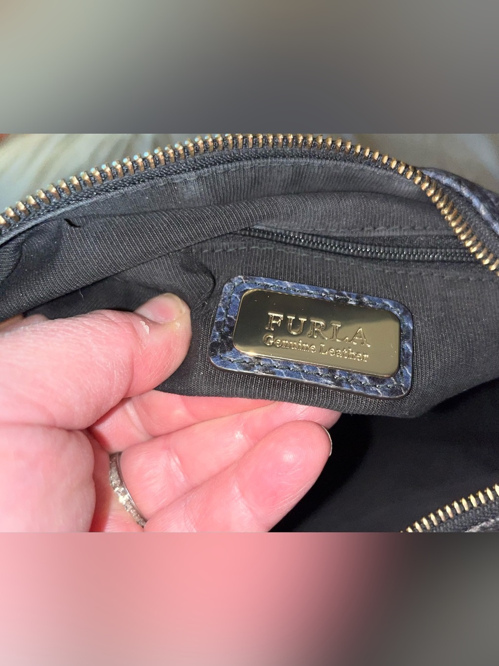 Furla EUC Snake-Embossed Hobo with Gold Hardware - Picture 7 of 8